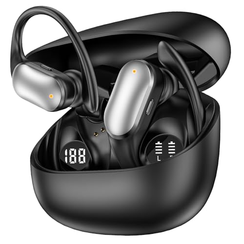 Wireless Earbuds with Earhooks in-Ear Earbuds Bluetooth 5.4 with ENC Noise Cancelling 75Hr Playback IPX7, 2025 Workout Bluetooth Earphones, HiFi Deep Bass Clear Highs Wireless Headphones