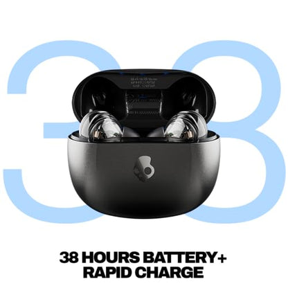Skullcandy Rail ANC Active Noise Cancelling Wireless Earbuds - True Black | In-Ear, Bluetooth Headphones, Noise Cancellation, 38 Hours Battery, Microphone for iPhone Android, Customizable Sound - color: True Black