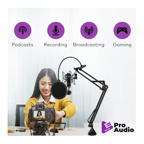 SAMSON Q2U USB and XLR Handheld Dynamic Microphone Bundle | Includes Shock Mount and Desktop Boom Arm Microphone Stand. with Cardioid Polar Pattern (Pink)