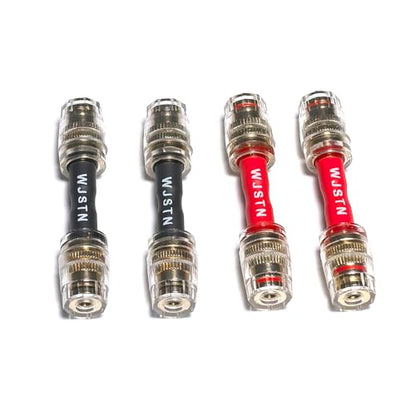 WJSTN 4 Pack 4mm Banana Plug Adapter & Multifunctional Audio Extension Cable Coupler - Connect Banana Plugs, Bare Wires, Y-Spool Terminals for Input/Output 2 Red/2 Black (4)
