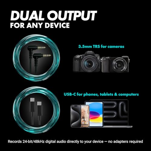 Movo VXR10-AI Shotgun Microphone with AI Noise Cancellation - Camera Microphone for DSLR, Smartphone & Computer - Supercardioid On-Camera Mic with 3.5mm & USB-C Cables