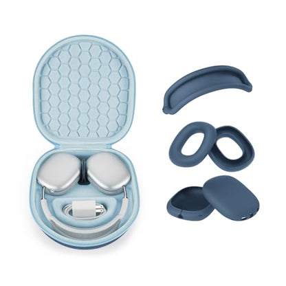 Yinke Smart Case for AirPods Max Headphones Supports Sleep Mode, with AirPods Max Silicone Earpad Cover/Ear Cups Cover Anti-Scratch Accessories, Portable Hard Organizer | with AirPods Max Silicone Earpad Cover/Ear Cups Cover Anti-Scratch Accessories, Port