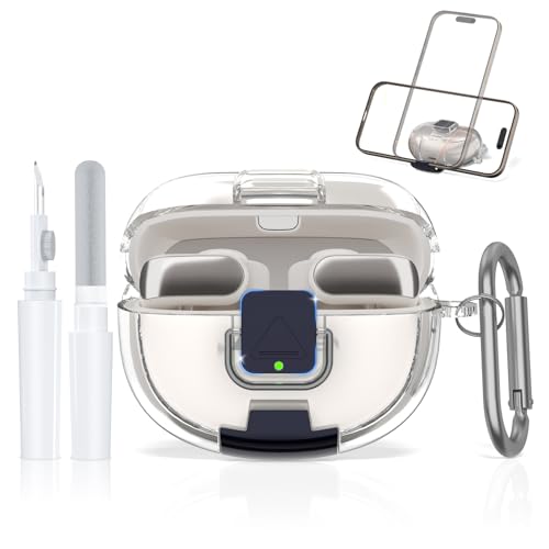 for Bose Ultra Open Earbuds Case with Secure Lock & Phone Stand, Soft TPU Shockproof Protective Clear Case for Bose Open Ear Earbuds Accessories with Cleaning Pen & Keychain (Clear) - color: Clear