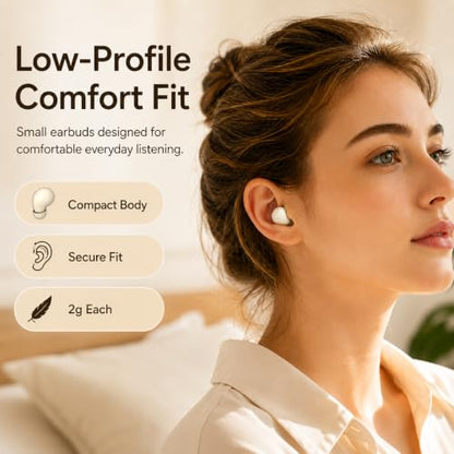 Sleep Earbuds Bluetooth 5.4, Mini Invisible Noise Blocking Sleeping Headphones, Hidden Earbuds with LED Display for Small Ears, for Side Sleepers Meditation Travel Gym Workout (Khaki) - color: Skin tone