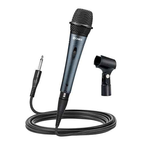 CAROL E dur-916S Gray XLR Wired Vocal Microphone for Singing－Supercardioid | Patented dual-shock-mount minimizes handling noise. Anti-rolling grille keeps the microphone secure on desk. - color: Gray