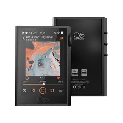 SHANLING M1 Plus Protable Music Player M1Plus MP3 High-Definition Lossless ES9069Q DAC Dual SGM8262 Amplifier PCM768 DSD512 Bluetooth 5.2 LDAC WiFi DLNA Black - color: Black