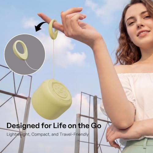 Bobtot Portable Bluetooth Speakers with Strap Easy to Carry Mini Speaker | Wireless Waterproof with Loud Stereo Sound, 20 Hours Playtime, Rechargeable Battery, Built-In Microphone, Beige - color: Beige