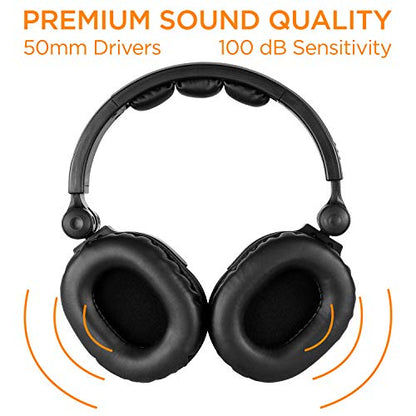 Turcom Over Ear Wired Gaming Headphones, DJ-Style Monitor Headphone, Stereo Studio Sound 50 mm drivers and 100 dB, Lightweight Adjustable Professional Headset with Microphone Auxiliary Cable (TS-823)