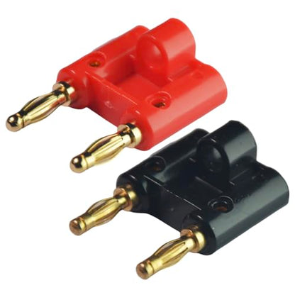 CESS Dual 4mm Banana Male Speaker Plug, Two Way Banana Plug, 10 Pack | Distinct black and red colors make connections easy to identify.