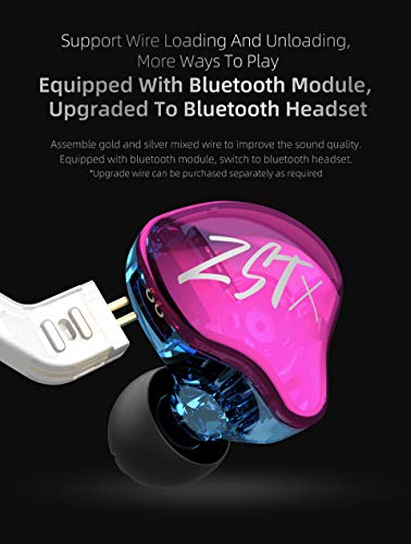 KZ ZST X Hybrid in-Ear Earphones with Mic, Black | HiFi Musician Monitor Earbuds, Detachable 2-Pin Cable, 10mm DD+BA, Noise-Isolating, In-Ear Headphones, Gaming IEM - color: Black, size: With Mic