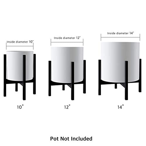 FaithLand Mid Century Plant Stand Indoor Outdoor(Plant Pot Not Included), Holds Planters with a Maximum Width of 14 Inch, Metal Planter Stand, Potted Plant Holder, Black - Width Not Adjustable - size: 14 inch