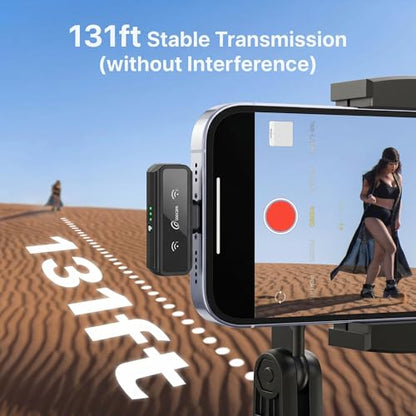 Loocam Mini Microphone for iPhone with Charging Case | Wireless Lavalier Microphone for Video, Recording, Vlog, 24h Standby, Hi-Fi Audio, Noise Cancellation, 131ft Range
