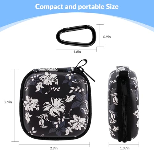 Unique Patterned Portable EVA Earbud Case with Carabiner | Printed Earbud Holder With Sturdy Carabiner, Multi-Use Storage For Earphones, Headphones, SD Cards & Small Electronic Chips - color: Black and white pattern
