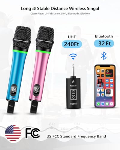 Rechargeable Wireless Microphone with 1/4'' Plug Rechargeable Receiver - color: WXM19 Blue Pink