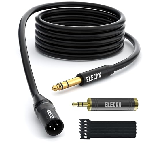 6.35mm (1/4 Inch) TRS Male to XLR Male Cable 6 Ft, Balanced Professional Shielded Stereo Microphone Cable Cord, Gold Plated for Mixer AMP Speaker Amplifier with 6.35 to 3.5mm Adapter+Ties - size: 6FT, style: 6.35mm to XLR Male