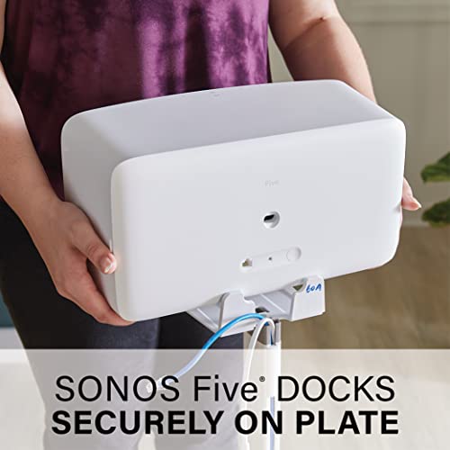 Sanus Wireless Speaker Stand for Sonos Five and Sonos Play:5 - Audio Enhancing Design for Vertical & Horizontal Audio with Built-in Cable Management & Premium Alloy Materials - OSS52 (White) - color: White