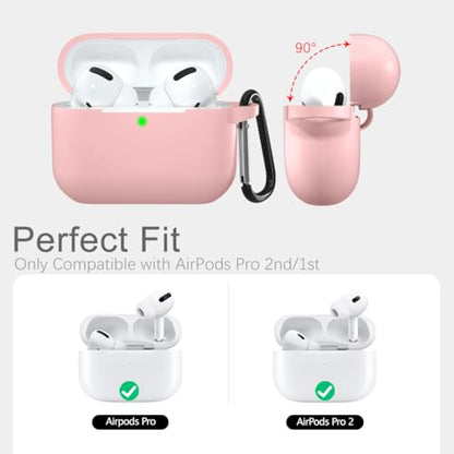 Lerobo for AirPods Pro 2nd/1st Case with Keychain, Pink | Soft Silicone Protective Cover Compatible with Apple AirPod Pro Case for Women Men, Scratchproof, Shockproof, Dustproof - color: Pink