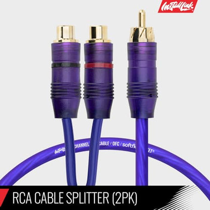 Install Link RCA Y Adapter Cable, 1-Male to 2-Female Splitter, 2-Pack (OFC) | Pure OFC Copper, 1ft, Feeds One Stereo Signal to Two Components, for Subwoofer, Home Theater, Car Audio Amplifier, Studio - color: Frosted Purple, size: 1-Male to 2-Female