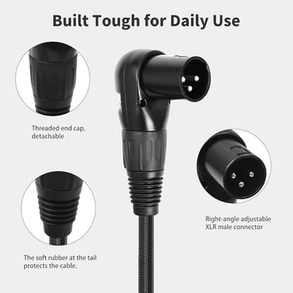 Adjustable 90 Degree XLR Male to Female Microphone Cable Right Angle XLR Cable for Mixing Console 1FT 2pcs