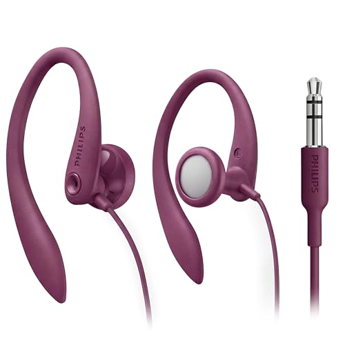 PHILIPS SHS3200PK Flexible Earhook Headphones, Pink - color: Pink, style: 3.5MM NO-MIC