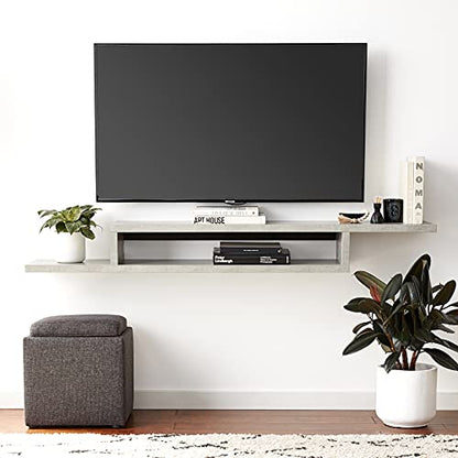 Martin Furniture Asymmetrical Floating Wall Mounted TV Console, 72inch, Stone Gray, 72" - color: Stone Gray, size: 72"