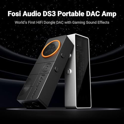 Fosi Audio DS3 USB-C DAC HiFi Amp Dongle, Portable Headphone Amplifier with 7.1 Spatial Audio, ES9039Q2M XMOS Powered, DSD512, 3.5mm Single 4.4mm Balanced for PC/Phone/ PS5/ Switch Silver - color: Silver