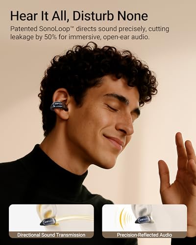 ACEFAST AceClip Pro Open-Ear Earbuds, Wireless Clip-On Earbuds with 3× Larger Drivers, Outdoor Boost Mode, AI Noise Cancelling Calls, 28H Playtime, IP55 Waterproof, App & Click Control, Lightweight - color: Black
