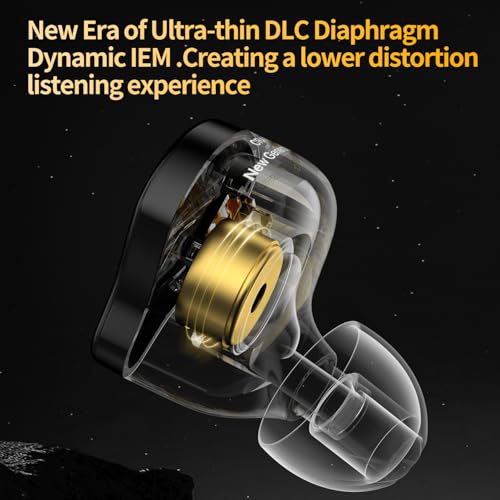 CCA CRA PRO in Ear Monitor Headphones, Ultra-Thin DLC Diaphragm Dynamic Driver Gaming Earbuds, Clear Sound & Deep Bass, IEMS for Singer Musicians Drummers DJ - color: Crystal, style: With Mic
