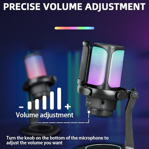 Fabater Gaming USB Microphone, RGB Condenser Mic with Quick Mute, Filter, Shock Mount, Noise Cancelation & Gain Control, PC Cardioid Mic for Streaming, Podcasts, Computer & Laptop