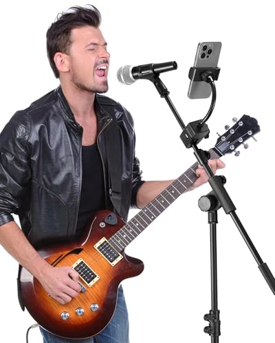 InnoGear Mic Stand Phone Holder, Flexible Gooseneck Mount Clamp for Microphone Boom Arm Tube Pipes Music Accessories for iPhone 16 15 14 13 12 MAX Pro Samsung Galaxy All Smartphones (Pack of 2) - size: Compact (Pack of 2)