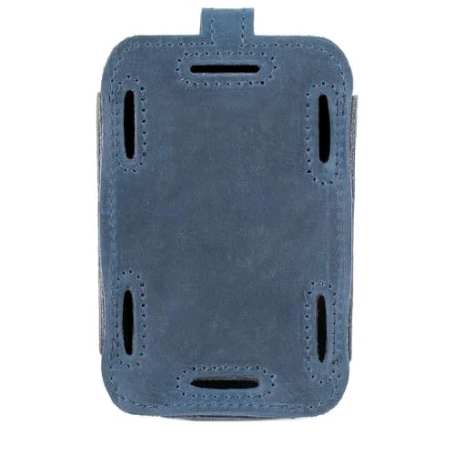 Euphonium Wireless Microphone Clip-On Pouch. Genuine Leather Bodypack Holder w. Secure hook & loop Straps - color: Dark Blue, size: Euphonium