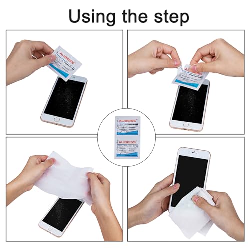 Pre-Moistened Lens Wipes ALIBEISS Screen Wipes for Glasses, Camera,Tablets, Smartphone, Screens and Other Delicate Surfaces,Pack of 100