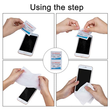 Pre-Moistened Lens Wipes ALIBEISS Screen Wipes for Glasses, Camera,Tablets, Smartphone, Screens and Other Delicate Surfaces,Pack of 100