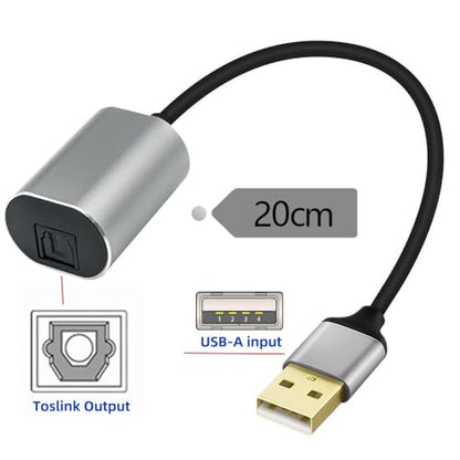 xiwai USB Type-A to SPDIF Toslink Audio Optical Jack Opt USB2.0 Male to Digital Optical Fiber Optic Sound Interface Female Adapter Wire for Desktop Laptop 20cm - style: Type-A to Toslink Female
