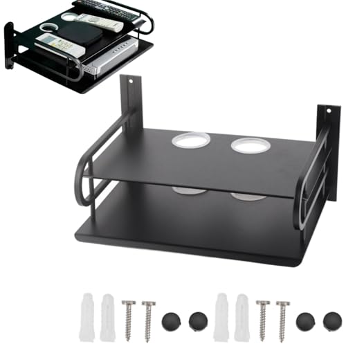 Floating Shelf, Wall Mount Shelf Steel Mount with Cable Management Holes, Space Saving Multimedia Shelf for DVD Player Game