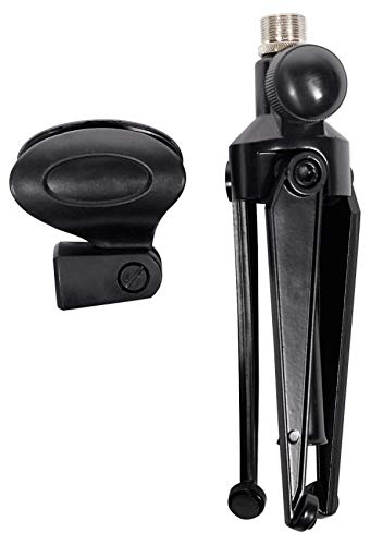 Rockville RDTS Adjustable Height Studio Desktop Tripod Microphone Stand | Includes Mic Clip, 3/8 to 5/8 Adapter, Foldable Design, All Metal, 5.9" to 7.1" Height, for Podcasts/Recording