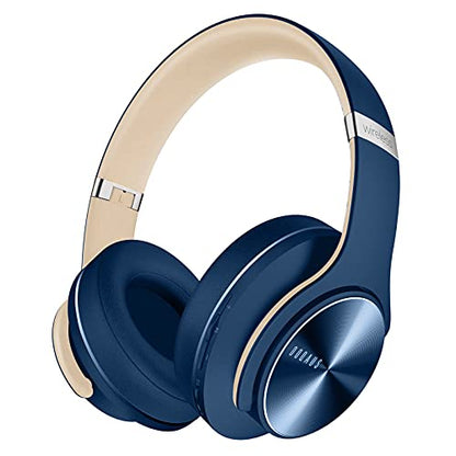 DOQAUS Bluetooth Headphones Over Ear, 90H Playtime, 3EQ Mode, with ENC Mic | Hifi Stereo Sound, Lightweight, Headphones Wireless with Soft Memory Foam Earpads, Deep Bass for Home Office Cellphone PC - color: Navy Blue