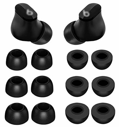 Replacement Memory Foam Compatible with Beats Solo Buds/Fit Pro/Studio Buds + Ear Tips, 6 Pairs S/M/L Cancel Noise Fit in Case Comfortable No Silicone Pain for Beat Studio Buds - Foam Black