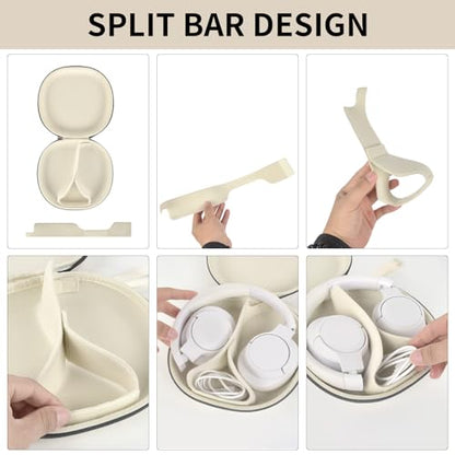 Comecase Headphone Case for JBL Tune 770NC，for JBL Live, 770NC, 660NC, 650B | Adjustable Divider, Cable Space and Carry Handle for Commuting, Gym and Travel, Students and Music Lovers, Case Only - Beige - color: Off-white