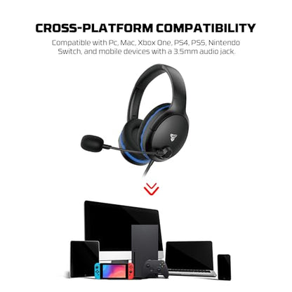 FANTECH Valor II MH89 Wired Gaming Headset with 40mm Drivers, Noise Cancelling Mic, 3.5mm Jack for PC, PS5, PS4, Xbox, Nintendo Switch, Mobile - Over-Ear Headphones with Foldable Microphone (Black)