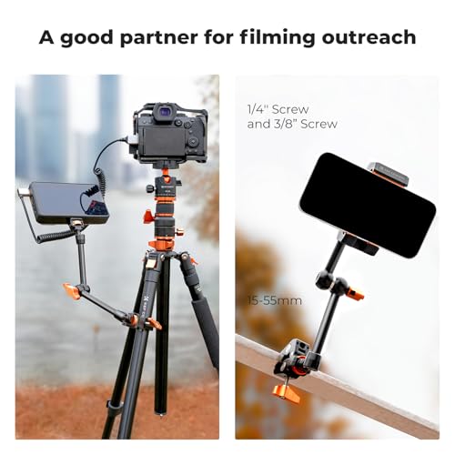 K&F CONCEPT 11" Magic Arm with ARRI 1/4" Screw 360° Ball Heads | Articulating Friction Camera Arm Mount for Monitor, LED Light, Webcam, Microphone, Camera Cage, MS33 - size: 11 Inch