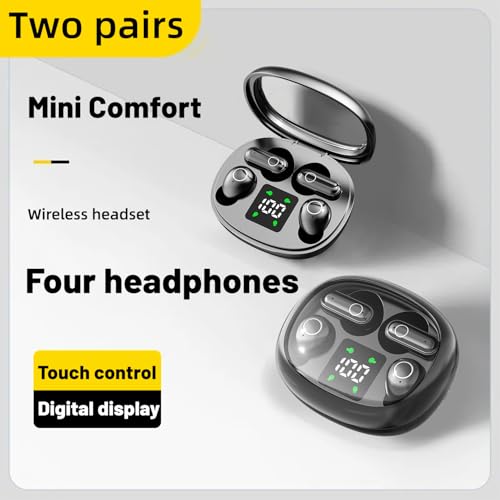 2-in-1 Mini Invisible Sleep Bluetooth Earbuds,Small Wireless Sleep Headphones for Side Sleepers,Bluetooth 5.4 Bass Stereo Sound Over-Ear Earbuds,Bluetooth Earbuds for Laptop/Phones/Sports (Black) - color: Black