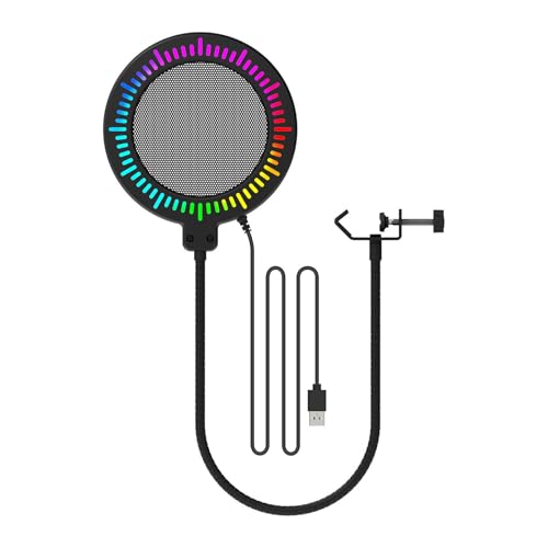 Professional RGB Microphone Pop Filter, Transparent Metal Mesh