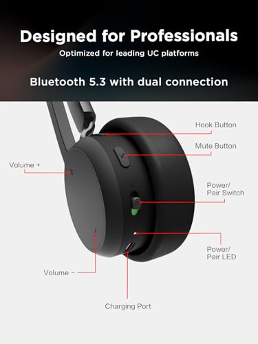 Lenovo Wireless Stereo Headset, Noise Cancelling Mic, Bluetooth 5.3 Multipoint, 31-Hour Talk & 60-Hour Playback, Lightweight 138g, Replaceable Earcups Over-Ear Comfort, Gaming, Office, & PC Use | Bluetooth headset with noise cancellation and 31-hour talk