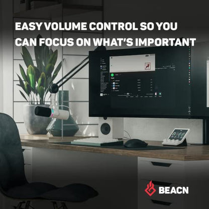 BEACN Mix (Light) - USB-C Audio Mixer & Controller, 5" Display, 4 Knobs | Windows Audio Controller w/ 5" Color Display & Push-button Encoders. For Streaming, Gaming, Podcasting & Work-From-Home.