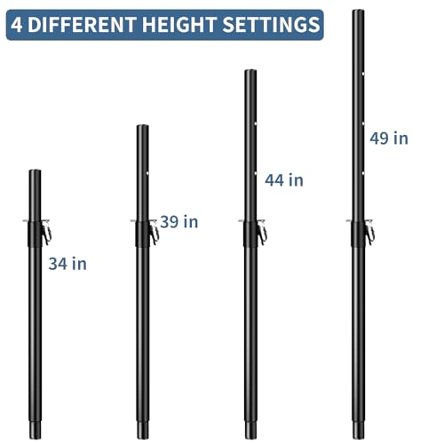 2 in 1 Speaker Pole for Subwoofer, Height Adjustment from 34 to 49 Inch, Fits 35mm and M20 Thread Mount Extender with Safety Pins, 88 LB Load-Bearing 2 Pack