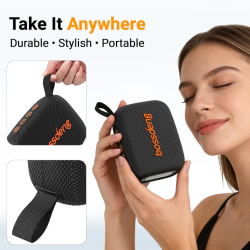 Waterproof Portable Bluetooth Speaker with Lights & Lanyard, Black | Compact Wireless Outdoor Speaker, 10H Playtime, Bluetooth 5.3 Stable Connection IPX5 for Beach, Camping, Travel and Shower - color: Black
