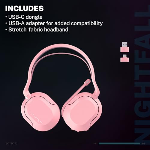 JLab Nightfall Wireless Gaming Headset, Bluetooth 5.3, Pink - color: Pink