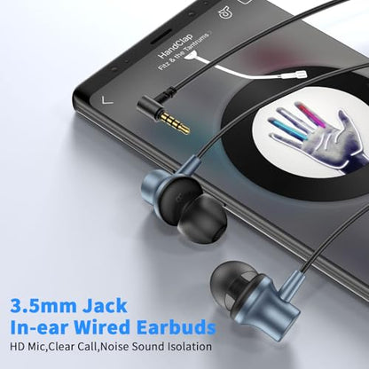 3.5mm Wired Headphones for Laptop School Kids Earbuds with Case Mic - color: Blue