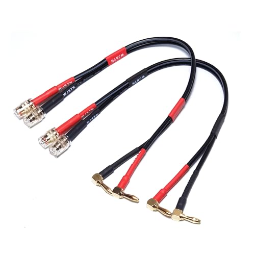 WJSTN Speaker Cable Extension with Right Angle Banana Plugs, 12 AWG, Banana Jack Connectors, Male to Female 4mm Banana Plugs Multifunctional Adapters, 2Pack (1feet) - size: 1feet